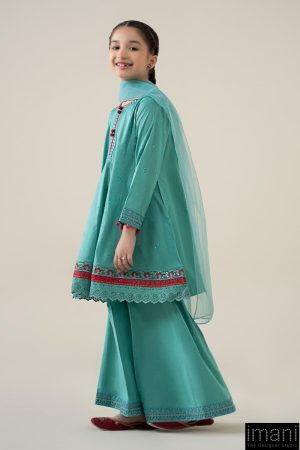 Mariab Kids Ferozi Embroidered Cotton Lawn Suit Mbkd-Ea2506Fz 8 Mkd Ea2506Ferozie Imanistudio.com