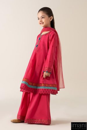 Mariab Kids Hot Pink Embroidered Cotton Lawn Suit Mbkd-Ea2506Hp 9 Mkd Ea2506Pinkb Imanistudio.com