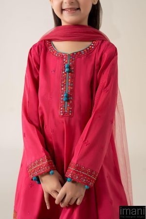 Mariab Kids Hot Pink Embroidered Cotton Lawn Suit Mbkd-Ea2506Hp 10 Mkd Ea2506Pinkd Imanistudio.com