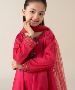 Mariab Kids Hot Pink Embroidered Cotton Lawn Suit Mbkd-Ea2506Hp 11 Mkd Ea2506Pinke Imanistudio.com