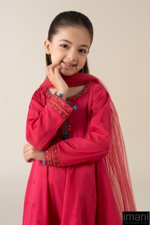 Mariab Kids Hot Pink Embroidered Cotton Lawn Suit Mbkd-Ea2506Hp 11 Mkd Ea2506Pinke Imanistudio.com