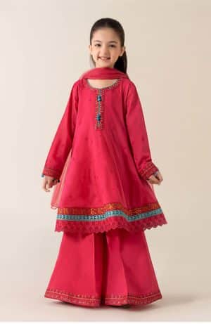 MariaB Kids Hot Pink Embroidered Cotton Lawn Suit MBKD-EA2506HP