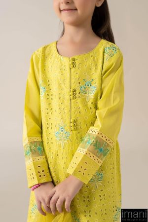 Mariab Kids Lime Green Embroidered Cotton Lawn Suit Mbkd-Ea2543Lg 14 Mkd Ea2543Limed Imanistudio.com