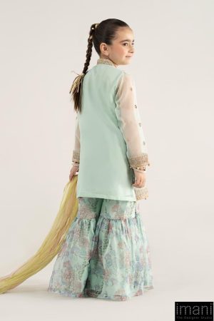 Mariab Kids Light Ferozi Embroidered Poly Organza Suit Mbks-Ea2543Lf 16 Mks Ea2543Greena Imanistudio.com