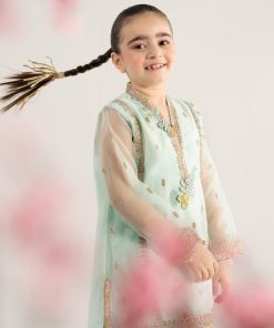 Mariab Kids Light Ferozi Embroidered Poly Organza Suit Mbks-Ea2543Lf 12 Mks Ea2543Greenc Imanistudio.com