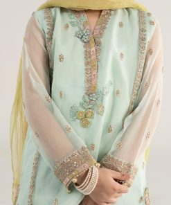 Mariab Kids Light Ferozi Embroidered Poly Organza Suit Mbks-Ea2543Lf 13 Mks Ea2543Greend Imanistudio.com