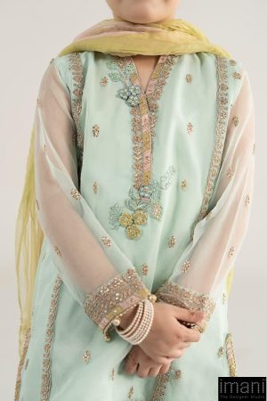 Mariab Kids Light Ferozi Embroidered Poly Organza Suit Mbks-Ea2543Lf 13 Mks Ea2543Greend Imanistudio.com