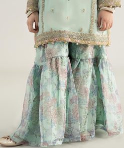 Mariab Kids Light Ferozi Embroidered Poly Organza Suit Mbks-Ea2543Lf 14 Mks Ea2543Greene Imanistudio.com