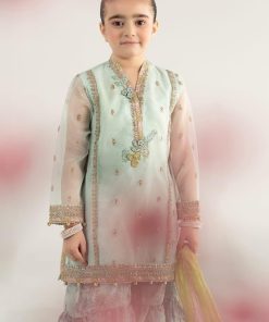 Mariab Kids Light Ferozi Embroidered Poly Organza Suit Mbks-Ea2543Lf 15 Mks Ea2543Greenf Imanistudio.com