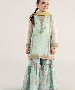 MariaB Kids Light Ferozi Embroidered Poly Organza Suit MBKS-EA2543LF