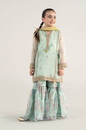 MariaB Kids Light Ferozi Embroidered Poly Organza Suit MBKS-EA2543LF