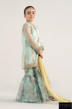 Mariab Kids Light Ferozi Embroidered Poly Organza Suit Mbks-Ea2543Lf 10 Mks Ea2543Greenh Imanistudio.com