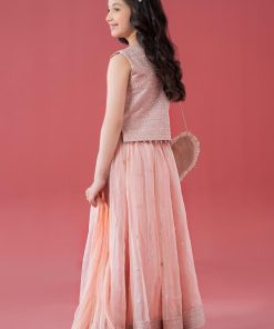Mariab Kids Baby Pink Embroidered Raw Silk/Organza Skirt Suit Mbks-Ea2546Lbp 8 Mks Ea2546Pinka Imanistudio.com
