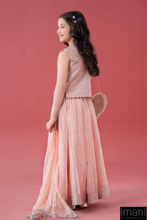 Mariab Kids Baby Pink Embroidered Raw Silk/Organza Skirt Suit Mbks-Ea2546Lbp 8 Mks Ea2546Pinka Imanistudio.com