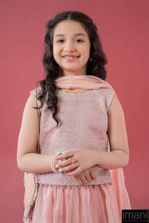 Mariab Kids Baby Pink Embroidered Raw Silk/Organza Skirt Suit Mbks-Ea2546Lbp 7 Mks Ea2546Pinkb Imanistudio.com