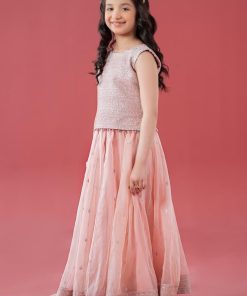 Mariab Kids Baby Pink Embroidered Raw Silk/Organza Skirt Suit Mbks-Ea2546Lbp 6 Mks Ea2546Pinkd Imanistudio.com