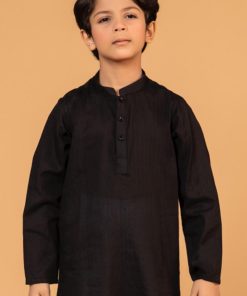 Boys Black 2Pc Self Jacquard Kurta Trousers Suit Imist-2501Bw 7 Black 2501Aboy Imanistudio.com