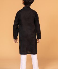Boys Black 2Pc Self Jacquard Kurta Trousers Suit Imist-2501Bw 8 Black 2501Boya Imanistudio.com