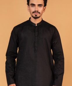 1Pc Men Self-Jacquard Black Kurta Imist-2507Bk 6 Black 2507Aman Imanistudio.com