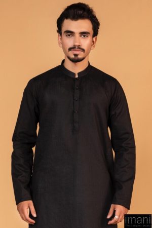 1Pc Men Self-Jacquard Black Kurta Imist-2507Bk 6 Black 2507Aman Imanistudio.com