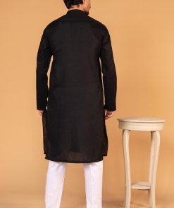 1Pc Men Self-Jacquard Black Kurta Imist-2507Bk 8 Black 2507Bmana Imanistudio.com
