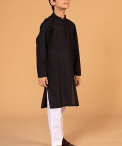 Boys Black 2Pc Self Jacquard Kurta Trousers Suit Imist-2501Bw 6 Black2501 Boyb Imanistudio.com