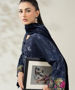 Luxury Pret Indigo Blue Linen Embroidered Suit Mbdw-W2520Ib 15 Dw W2520Blued Imanistudio.com