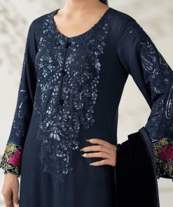 Luxury Pret Indigo Blue Linen Embroidered Suit Mbdw-W2520Ib 16 Dw W2520Bluee Imanistudio.com