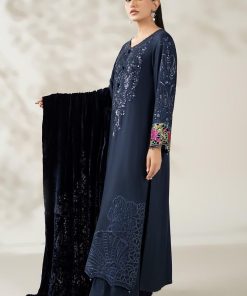 Luxury Pret Indigo Blue Linen Embroidered Suit Mbdw-W2520Ib 12 Dw W2520Bluej Imanistudio.com