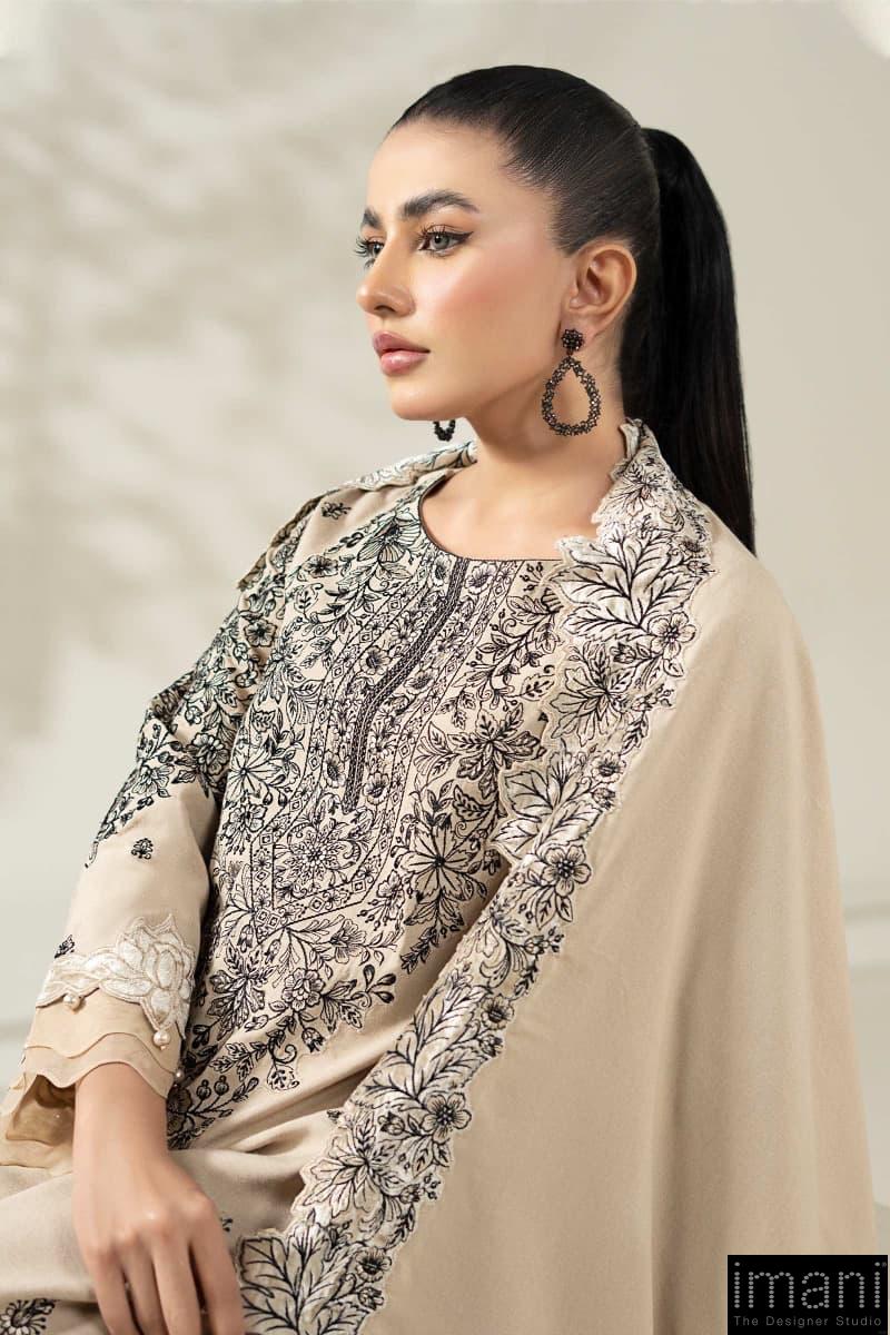 Luxury Pret Beige Karandi Embroidered Suit Mbdw-W2547Bk 4 Luxury Pret Beige Karandi Embroidered Suit Mbdw-W2547Bk - Image 4
