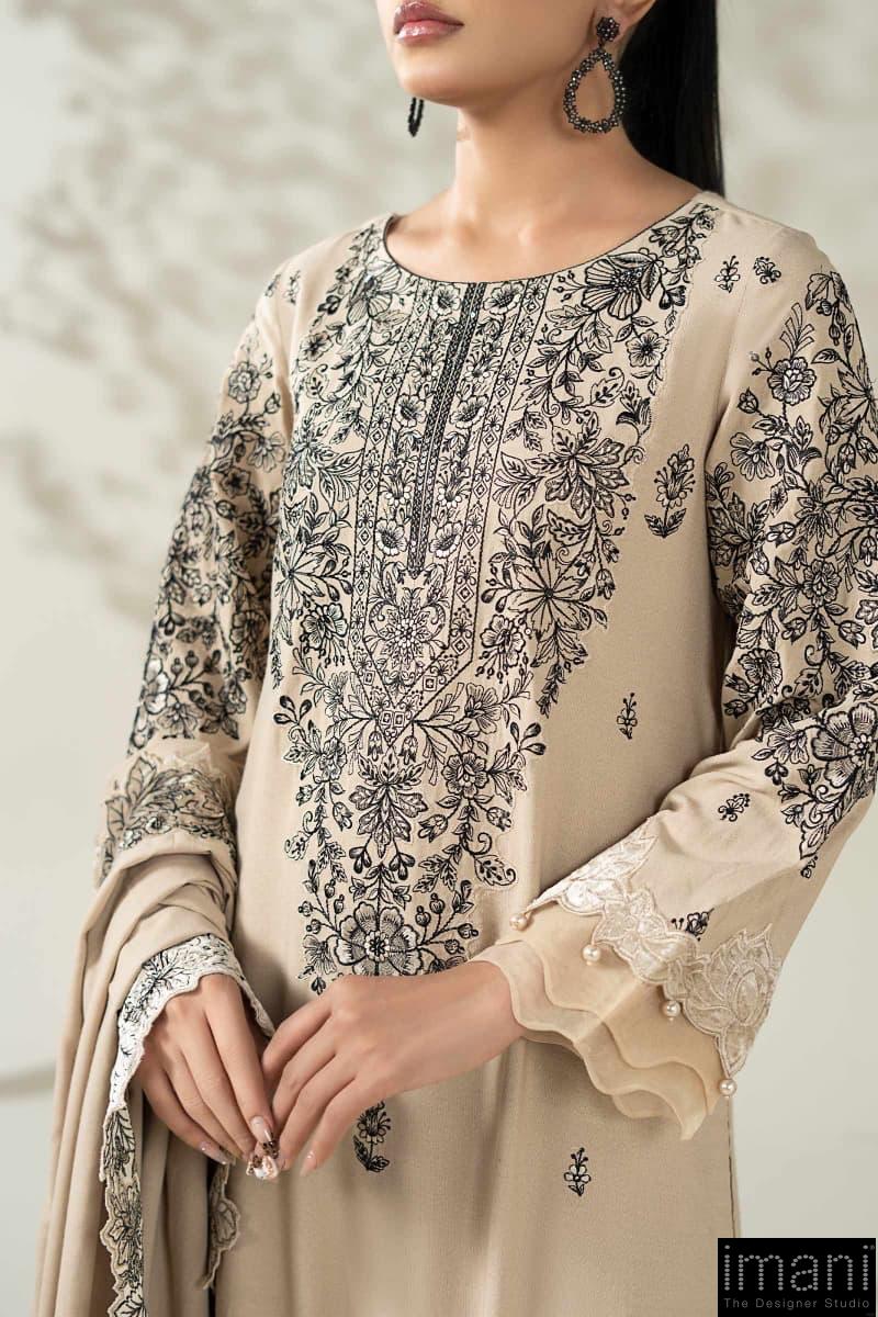 Luxury Pret Beige Karandi Embroidered Suit Mbdw-W2547Bk 6 Luxury Pret Beige Karandi Embroidered Suit Mbdw-W2547Bk - Image 6