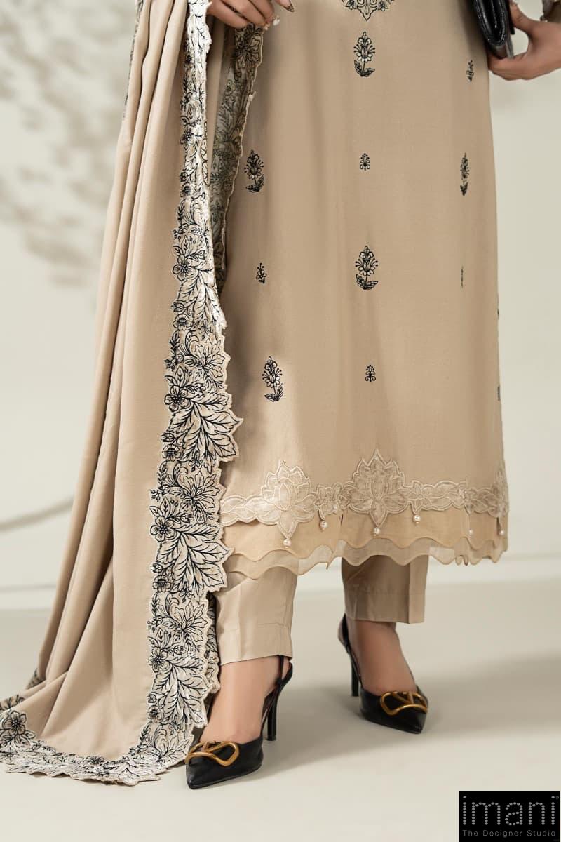 Luxury Pret Beige Karandi Embroidered Suit Mbdw-W2547Bk 8 Luxury Pret Beige Karandi Embroidered Suit Mbdw-W2547Bk - Image 8