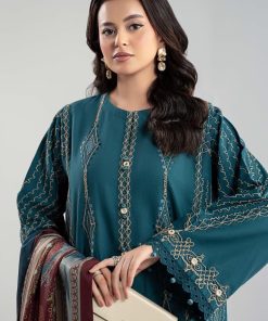 Luxury Pret Teal Blue Light Khaddar Embroidered Suit Mbdw-W2551Tb 13 Dw W2551Tealb Imanistudio.com
