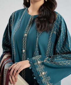 Luxury Pret Teal Blue Light Khaddar Embroidered Suit Mbdw-W2551Tb 16 Dw W2551Teale Imanistudio.com