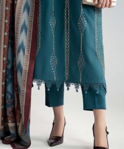 Luxury Pret Teal Blue Light Khaddar Embroidered Suit Mbdw-W2551Tb 18 Dw W2551Tealg Imanistudio.com