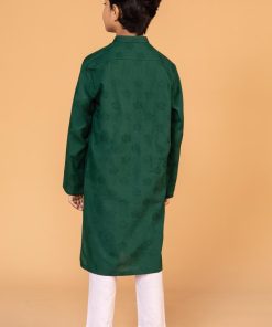 Boys Green 2Pc Self Jacquard Kurta Trousers Suit Imist-2503Eg 10 Green 2503 Boy Imanistudio.com