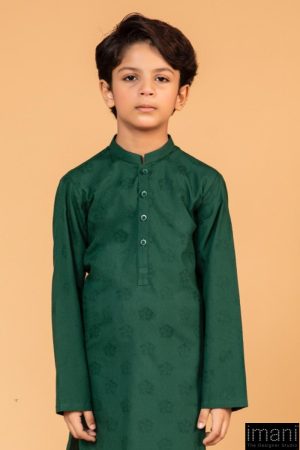 Boys Green 2Pc Self Jacquard Kurta Trousers Suit Imist-2503Eg 7 Green 2503Aboyb Imanistudio.com