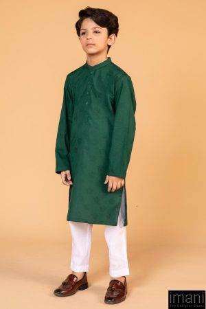 Boys Green 2Pc Self Jacquard Kurta Trousers Suit Imist-2503Eg 8 Green 2503Boya Imanistudio.com