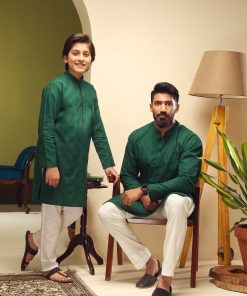 1Pc Men Self-Jacquard Emerald Green Kurta Imist-2505Eg 6 Green Manb Imanistudio.com 1