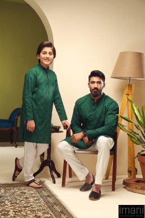 1Pc Men Self-Jacquard Emerald Green Kurta Imist-2505Eg 6 Green Manb Imanistudio.com 1
