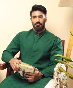 1Pc Men Self-Jacquard Emerald Green Kurta Imist-2505Eg 7 Green Manc Imanistudio.com