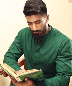 1Pc Men Self-Jacquard Emerald Green Kurta Imist-2505Eg 8 Green Mand Imanistudio.com