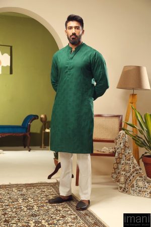 1PC Men Self-Jacquard Emerald Green Kurta IMIST-2505EG