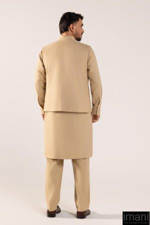 3 Pcs Classic Karandi Beige Kameez/Pants &Amp; Waistcoat Outfit Imist-2513Bg 16 Karandi 2513Deserta Imanistudio.com