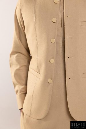 3 Pcs Classic Karandi Beige Kameez/Pants &Amp; Waistcoat Outfit Imist-2513Bg 14 Karandi 2513Desertf Imanistudio.com