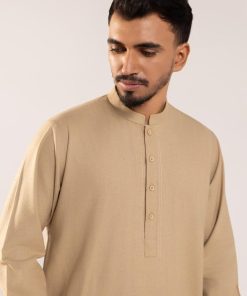 3 Pcs Classic Karandi Beige Kameez/Pants &Amp; Waistcoat Outfit Imist-2513Bg 12 Karandi 2513Desertg Imanistudio.com