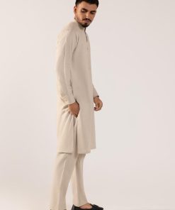 3Pcs Classic Karandi Ivory Concrete Kameez/Pants &Amp; Waistcoat Outfit Imist-2512Vc 13 Karandi2512Concreteb Imanistudio.com