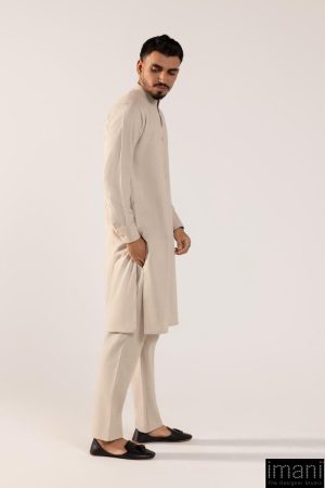 3Pcs Classic Karandi Ivory Concrete Kameez/Pants &Amp; Waistcoat Outfit Imist-2512Vc 13 Karandi2512Concreteb Imanistudio.com