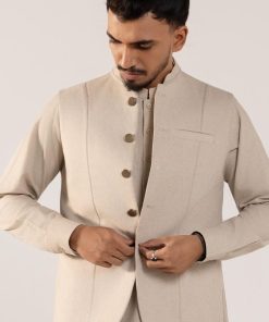 3Pcs Classic Karandi Ivory Concrete Kameez/Pants &Amp; Waistcoat Outfit Imist-2512Vc 18 Karandi2512Econcreted Imanistudio.com