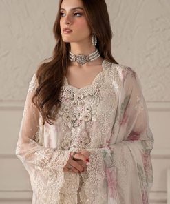 Luxury Formal Off-White Rose Embroidered Chiffon Suit Mbcs-W2501Wr 12 Mcs 25101 Off Whiteb Imanistudio.com
